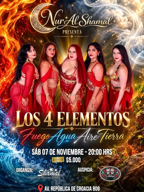 Afiche del espectáculo Los 4 Elementos de Nur al Shamal